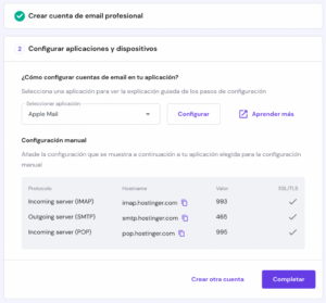 pasos para configurar hosting para email