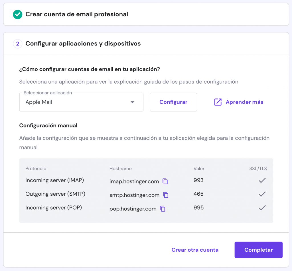 pasos para configurar hosting para email